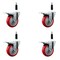 Service Caster 4'' Red Poly Swivel 7/8'' Expanding Stem Caster Set Total Lock Brake, 4PK SCC-EXTTL20S414-PPUB-RED-78-4 - alternate 1